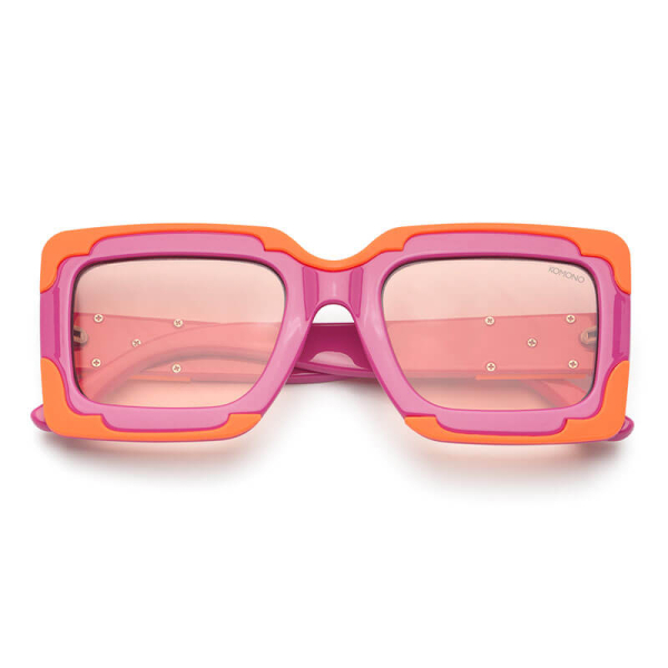 Komono Lana Solar Nebula Sonnenbrille solid smoke getönte Gläser, pink-orange Rahmen, front